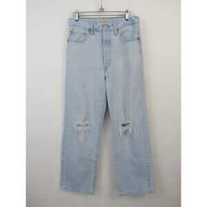 Levi's Premium Ribcage Straight Ankle High Rise Light Blue Denim Jeans Size 27
